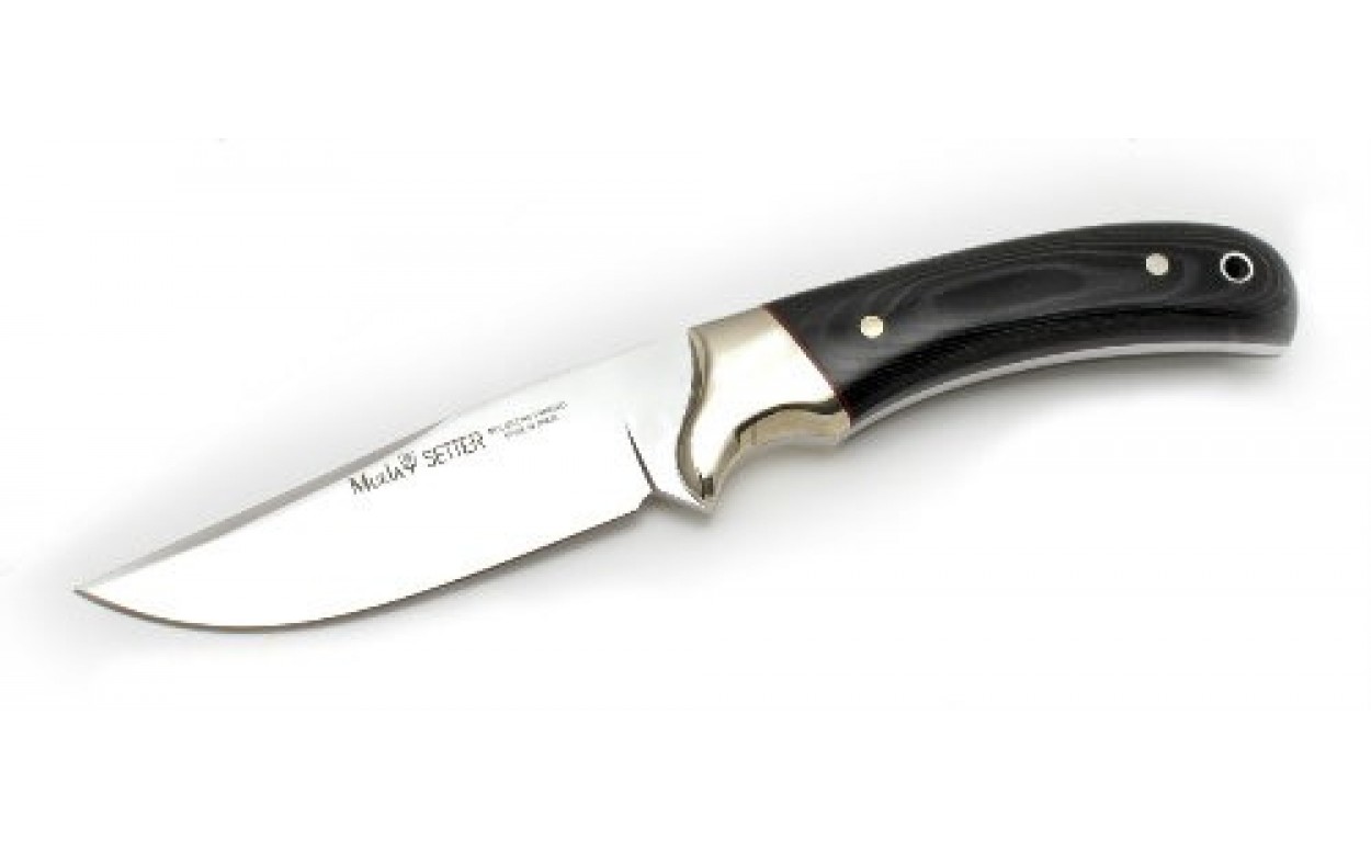 Нож "Setter" (никел.болстер, рук.черн.микарта, кож.ножны)